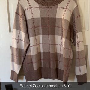 Rachel Zoe Women's Checkered Sweater - Brown and Cream